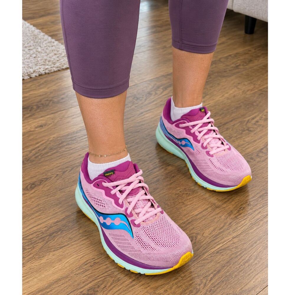 Saucony Ride 14 Sneaker Women's US 11 Pink Purple Low Top Running Shoes